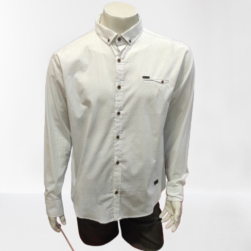 Сорочка чоловіча дрібний принт довгий рукав біла, фото 1