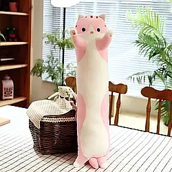 Дитяча іграшка-подушка Кіт батон рожевий 150 см