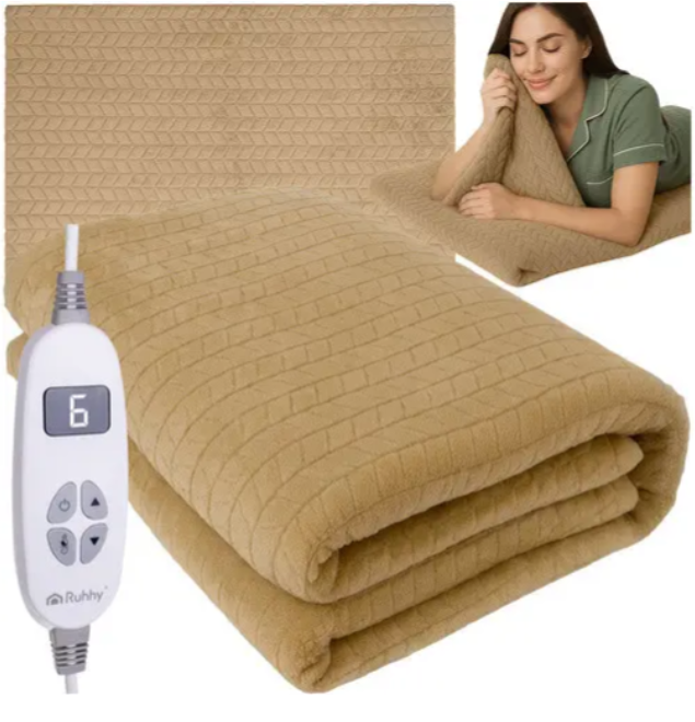 Електроковдра Ruhhy 26224 Електрична ковдра Електроковдра на ліжко Ковдра 220 В 180x130 см Електроковдра для зими, фото 1