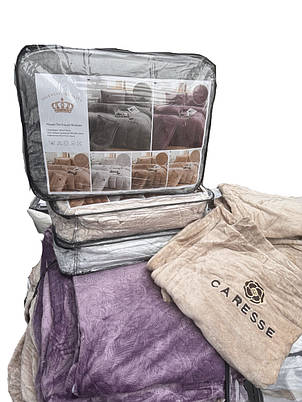 Тепла постільна білизна з візерунком Caresse - простирадло на гумці - Євро, фото 2