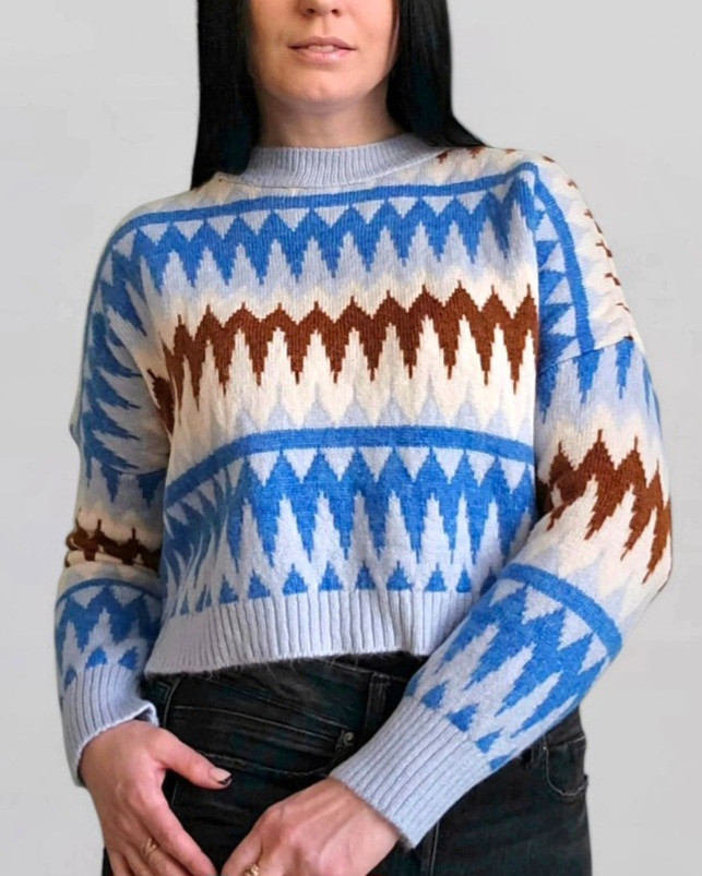 Светр жіночий з геометричним орнаментом. One Size, фото 1