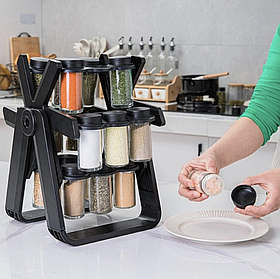 Набір для спецій DENX DX2504 з 18шт по 100мл на підставці, Чорний