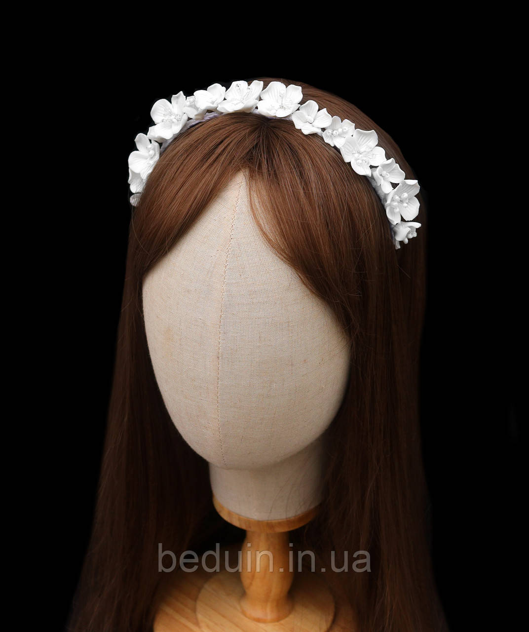 Ніжний обруч "Мінель" весільний вінок з керамічних квітів, діадема з пелюсток - Aushal Jewellery
