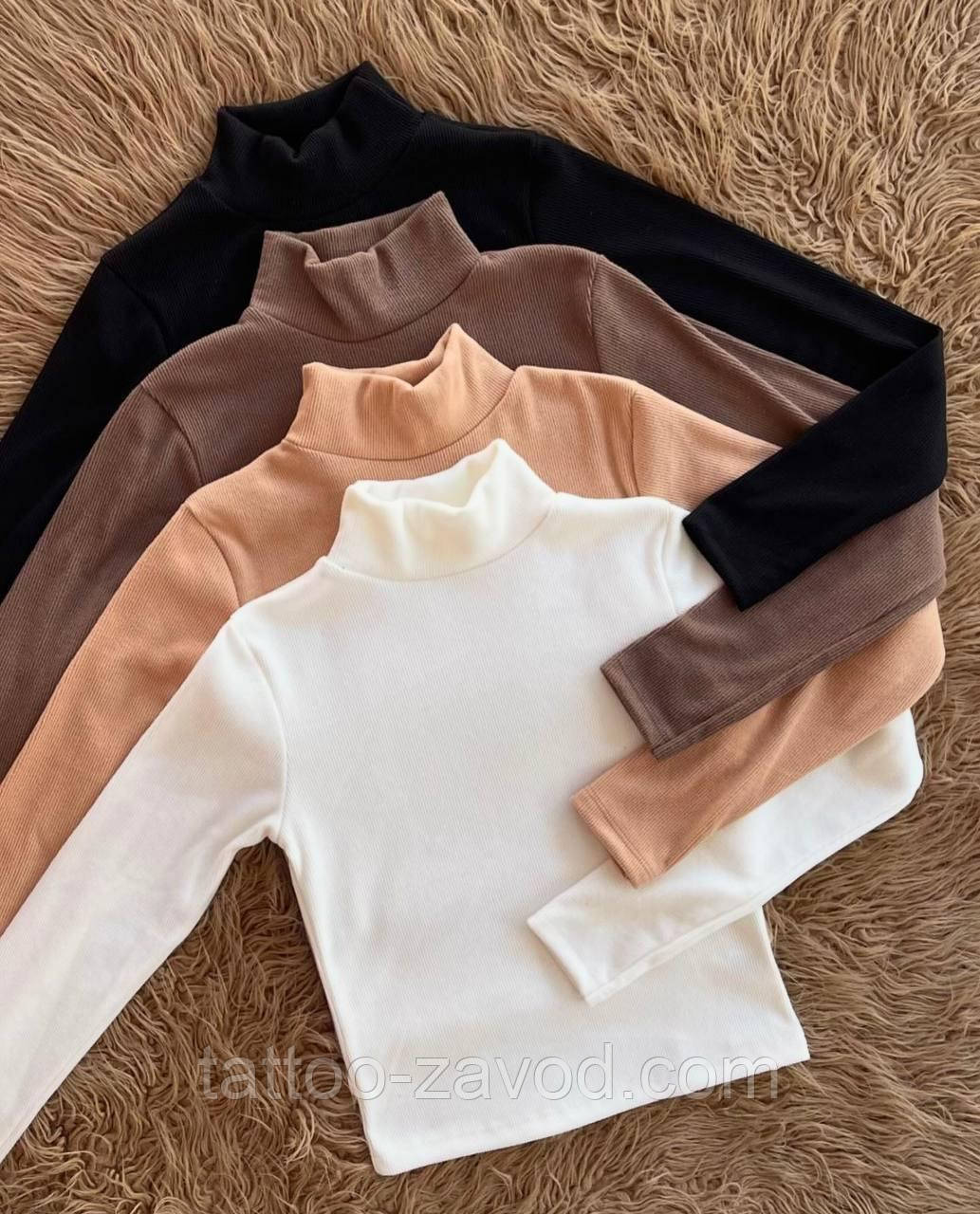 Теплий Лонг жіночий із горловиною рубчик на флісі 42-46 48-52, фото 1