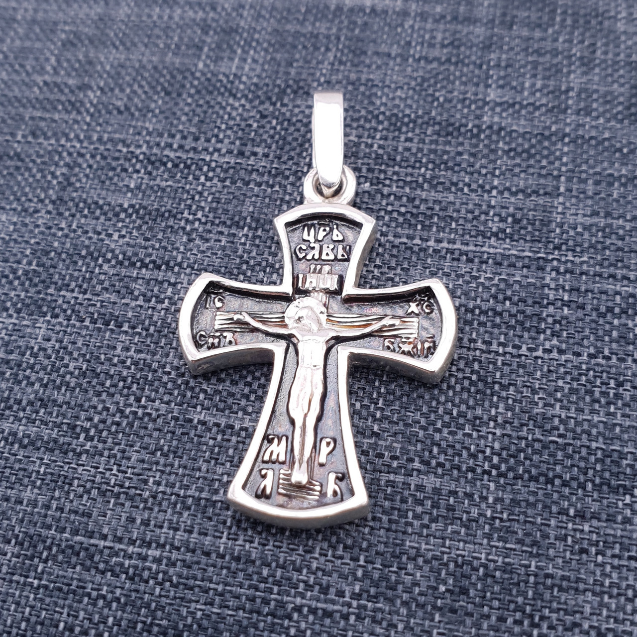 Чоловічий срібний кулон хрестик. Православний хрест з Богородиця із срібла 925, фото 1