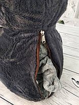 М'яка іграшка з пледом усередині Лінивець темно-сірий 40 см, фото 4