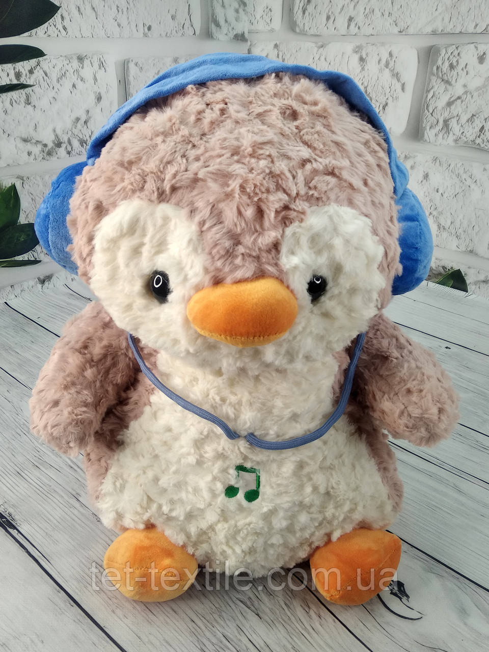 М'яка іграшка з пледом усередині Пінгвін сіро-рожевий 40 см