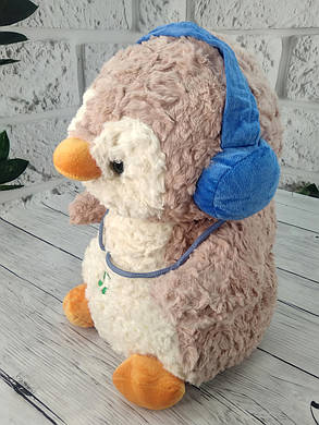 М'яка іграшка з пледом усередині Пінгвін сіро-рожевий 40 см, фото 2