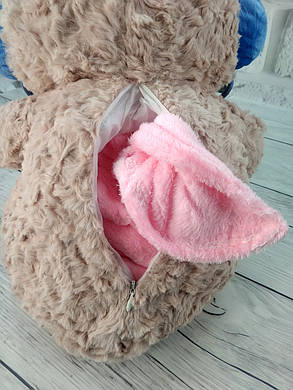 М'яка іграшка з пледом усередині Пінгвін сіро-рожевий 40 см, фото 3