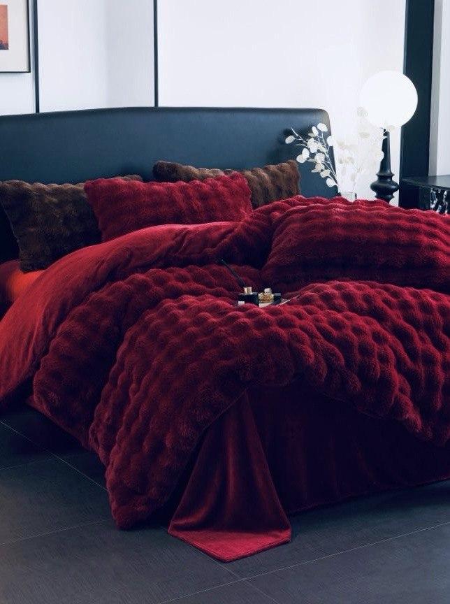 Велюрова тепла постільна білизна зі штучного хутра євро комплект/тепла постільна білизна Кролик, фото 1