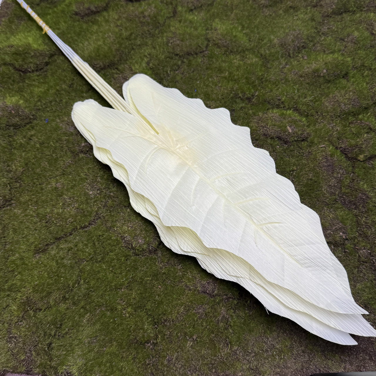 Штучний лист філодендрон кремовий, 12 шт. Штучні листи для декору, Листя для декору, Висота 55 см, фото 1