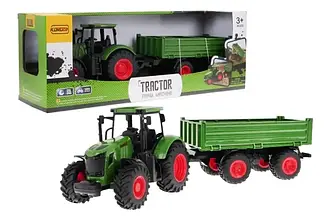Дитячий іграшковий зелений трактор з причіпом інерційний 9961