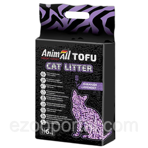 Соєвий наповнювач AnimAll Tofu Lavender з ароматом лаванди, для котів 6л (2,6кг), фото 1