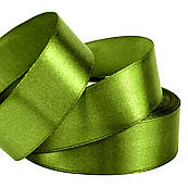 Стрічка атласна 2,5 см Зелений лист 23 м