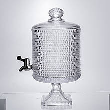 Лимонадниця з краном на підставці скляна 4.5 л лимонадник 39 см прозорий HP-19-3045-9