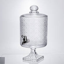 Лимонадниця з краном на підставці скляна 4.5 л лимонадник 39 см прозорий HP-19-3045-7