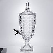 Лимонадниця з краном на підставці скляна 3 л лимонадник 48 см прозорий HP-19-18F