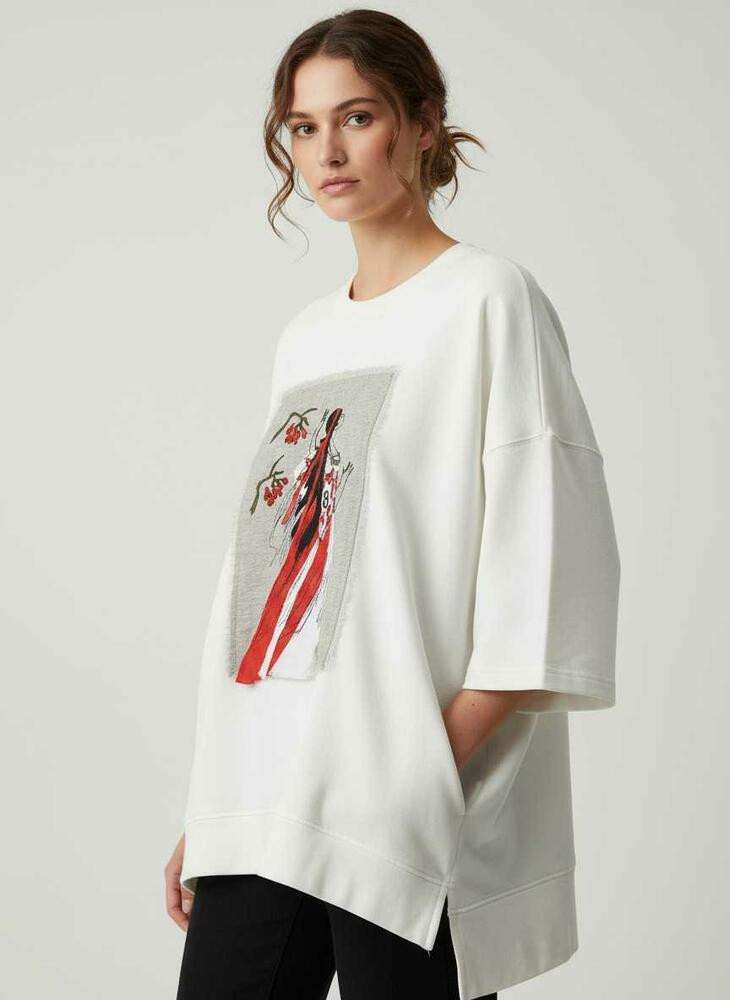 Жіночий світшот oversize з вишивкою та боковими кишенями Катерина Modna KAZKA MKNK2356, фото 1