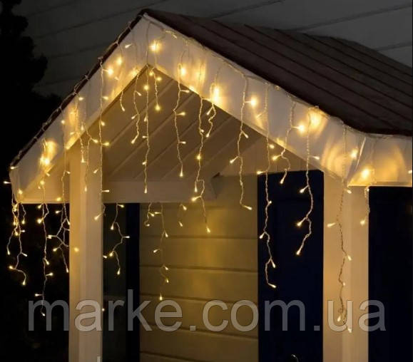 Професійна гірлянда вулична 3*0,6м PROF 100LED 8mm Бахрома гірлянда-штора теплий білий ( жовтий )