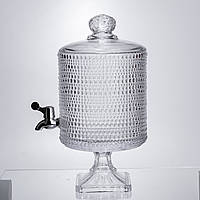 Лимонадниця з краном на підставці скляна 4.5 л лимонадник 39 см прозорий HP-19-3045-9