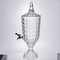 Лимонадниця з краном на підставці скляна 3 л лимонадник 48 см прозорий HP-19-18F