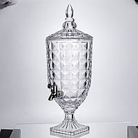 Лимонадниця з краном на підставці скляна 5 л лимонадник 51 см прозорий HP-19-18F-5