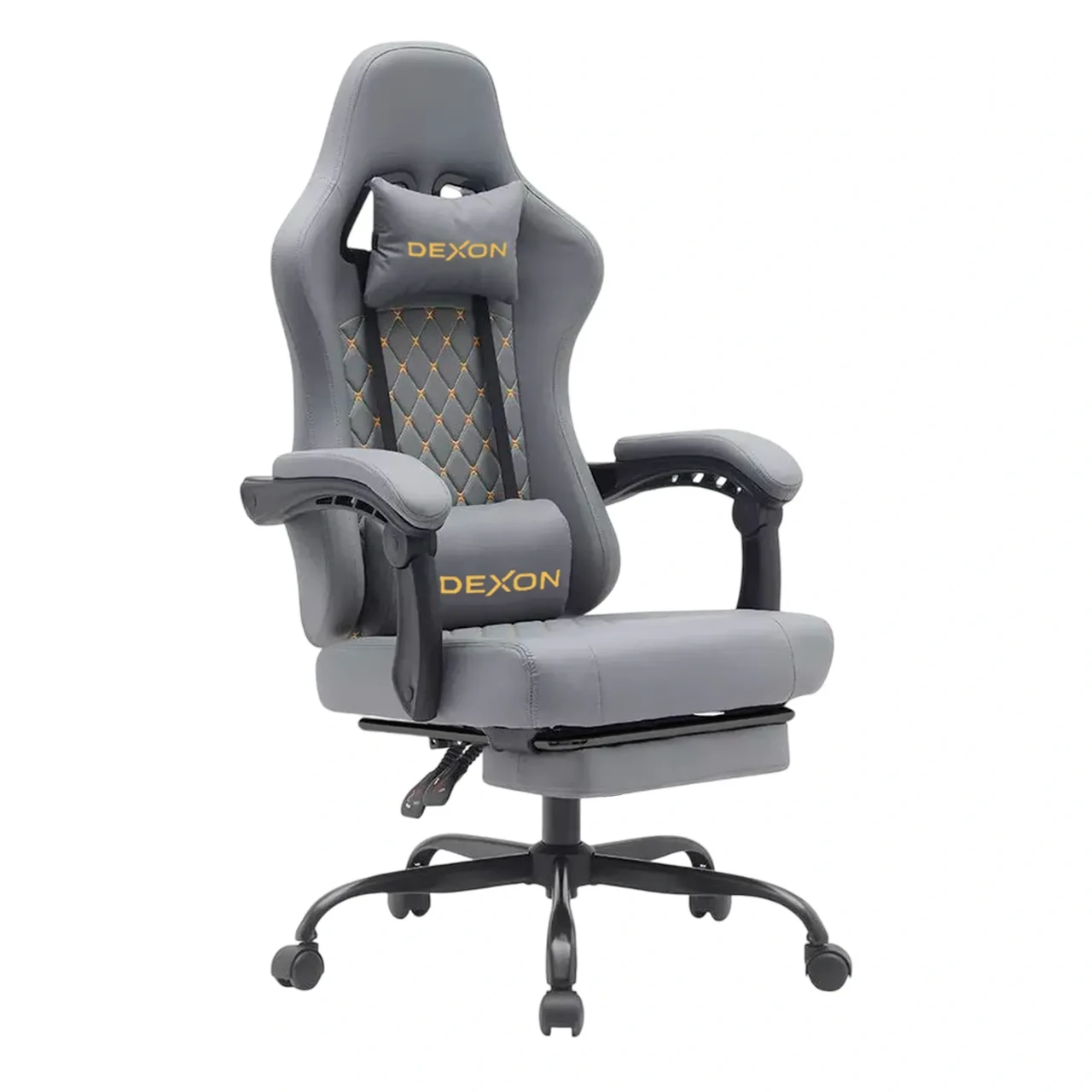 Геймерське ігрове крісло комп'ютерне | Сіре | UltraPoints-3 | З підставкою для ніг | Екошкіра антикіготь | Спортивне | Розкладне