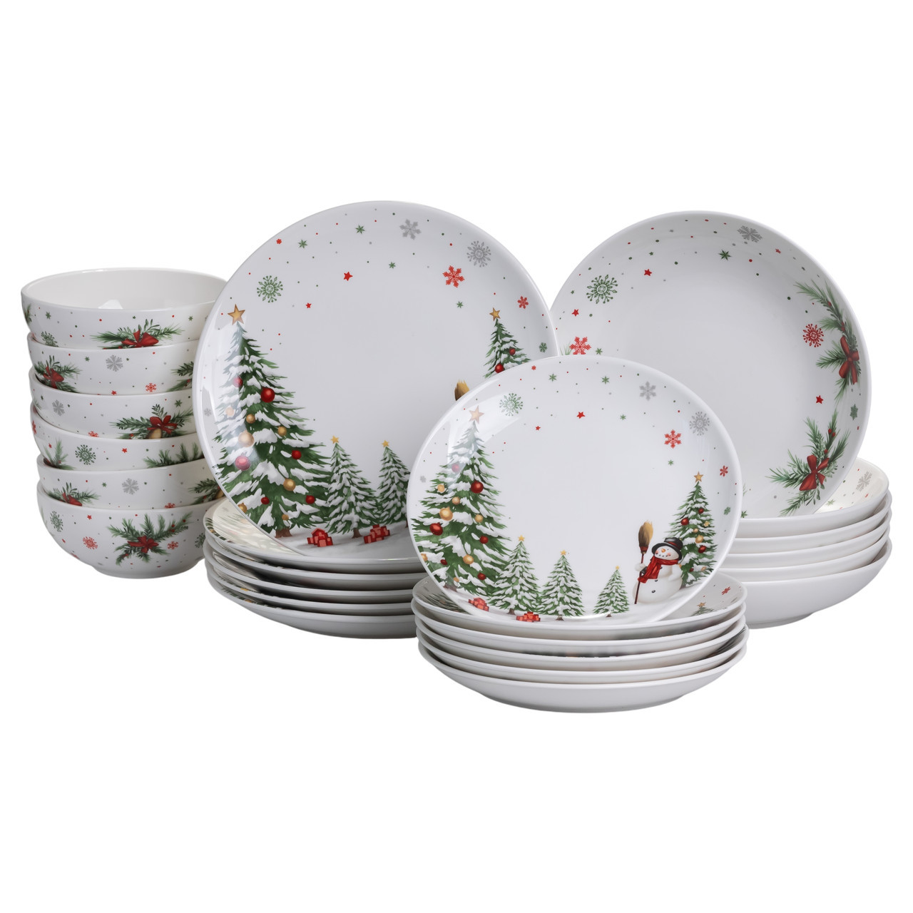 Столовий набір посуду тарілок 24 предмети на 6 персон Christmas Tree порцеляновий SG-24, фото 1