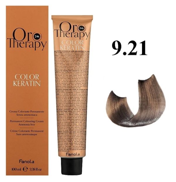 Крем-фарба безаміачна для волосся Fanola Oro Therapy №9/21 Very light blonde violet ash 100 мл, фото 1