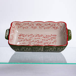 Форма для випікання Vintage 28×17×5 (см) прямокутна форма для випікання в духовці з ручками Зеленая HM05-10