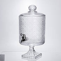 Лимонадниця з краном на підставці скляна 4.5 л лимонадник 39 см прозорий HP-19-3045-7