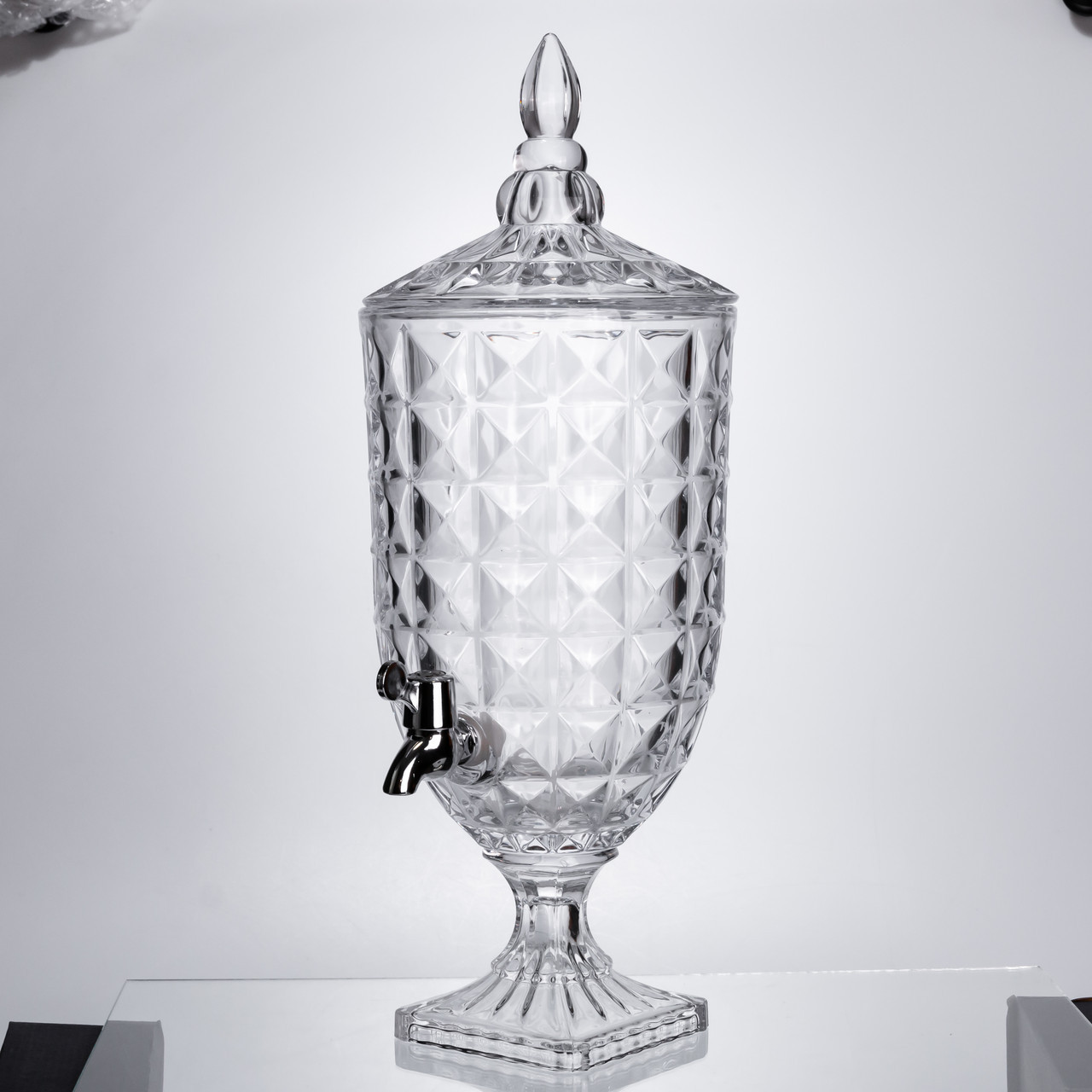 Лимонадниця з краном на підставці скляна 5 л лимонадник 51 см прозорий HP-19-18F-5, фото 1