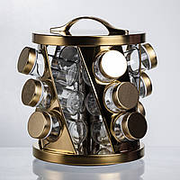 Карусель для спецій 12 баночок по 100 мл, золото HP-1369