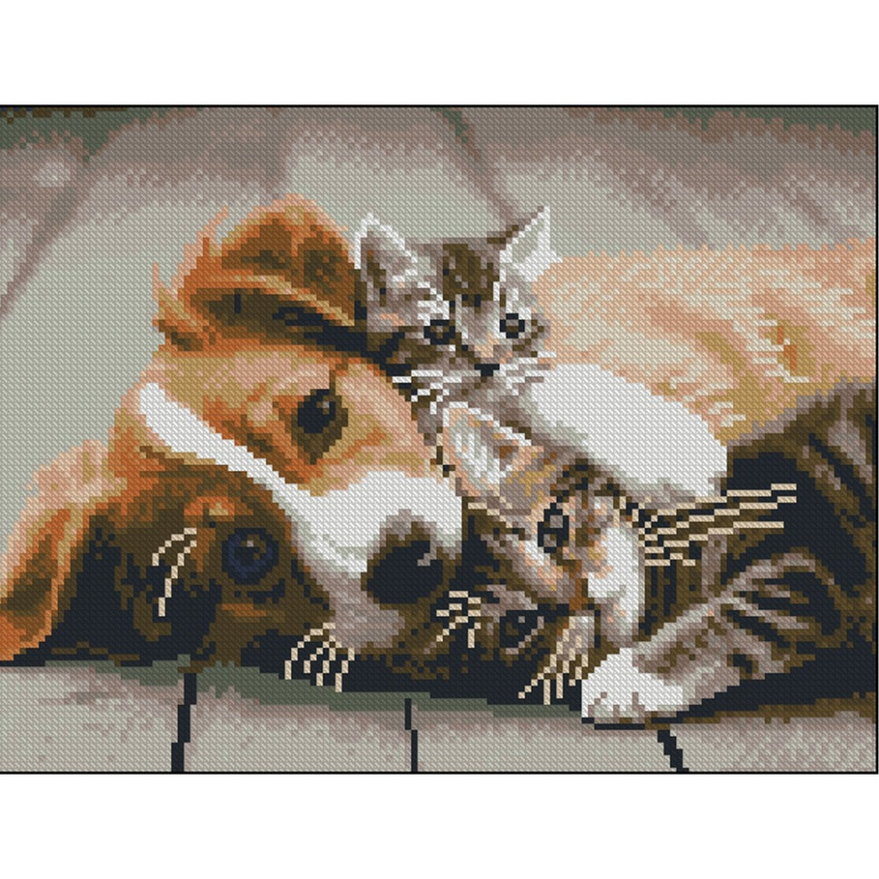 Алмазна мозаїка без підрамника "Пухнасті друзі" ZAV3040-14, 30х40 см, фото 1