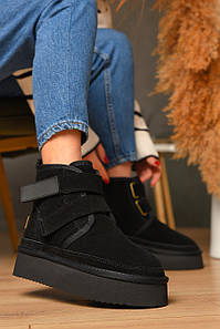 Уггі жіночі на хутрі чорного кольору 208517P