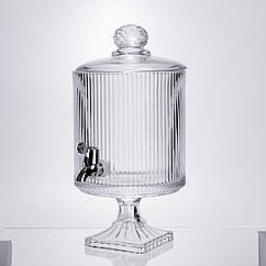 Лимонадниця з краном на підставці скляна 4.5 л лимонадник 39 см прозорий HP-19-3045-6