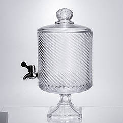 Лимонадниця з краном на підставці скляна 4,5 л прозора HP-19-3045-8