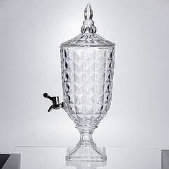 Лимонадниця з краном на підставці скляна 3 л лимонадник 48 см прозорий HP-19-18F