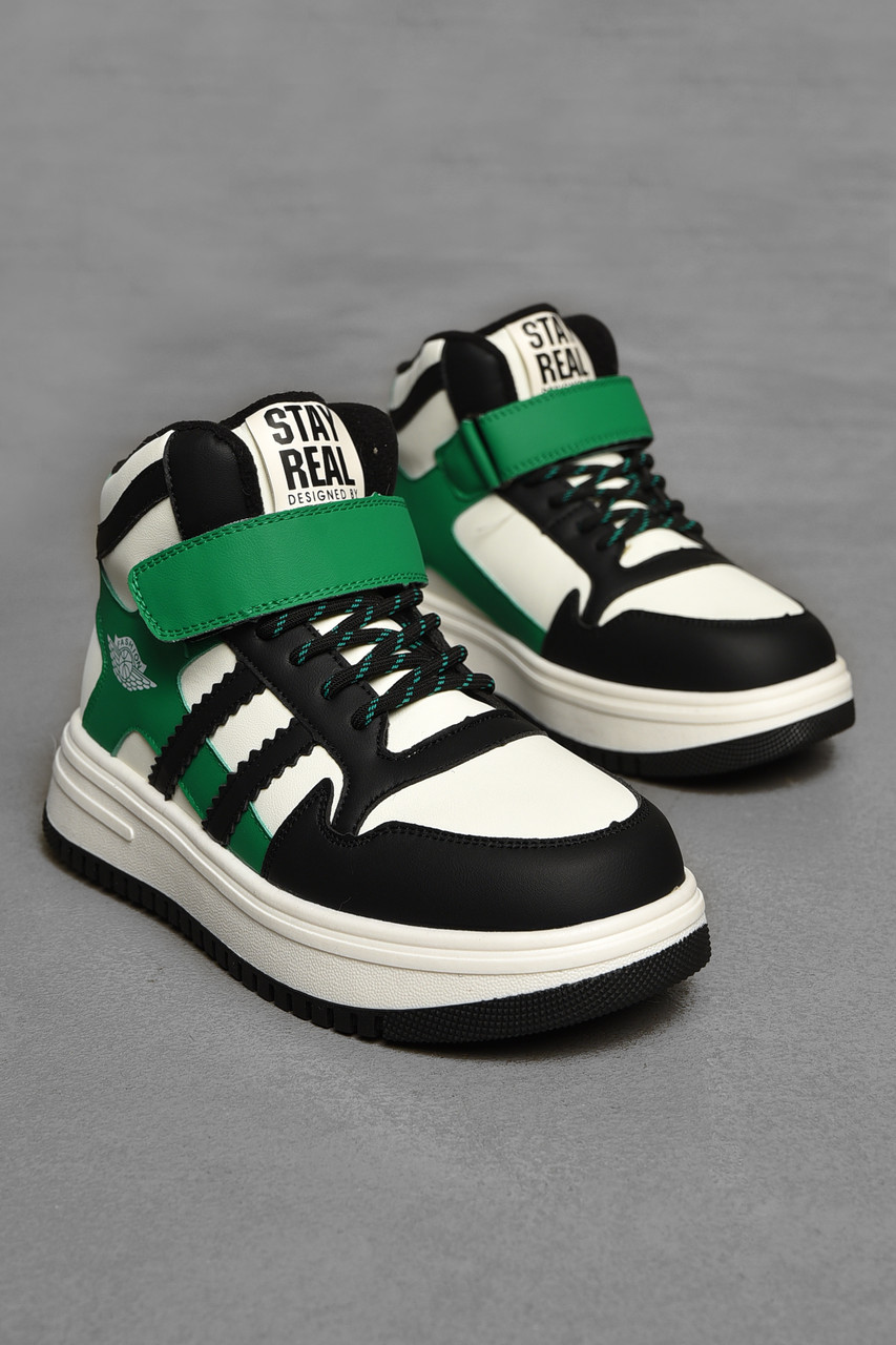 Хайтопи дитячі зима на хутрі зеленого кольору 208494T Безкоштовна доставка, фото 1