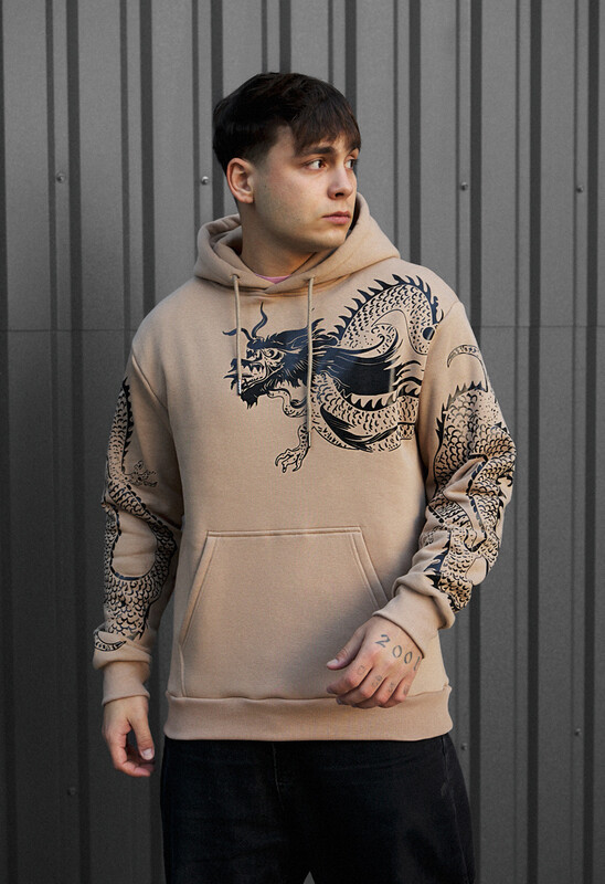 Зимове худі з принтом дракона Staff drago fleece, фото 1