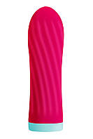 Вібропуля S Pleasures Bullets Twist & Shout Cerise, яскраво-рожева, ребриста поверхня, 10 режимів