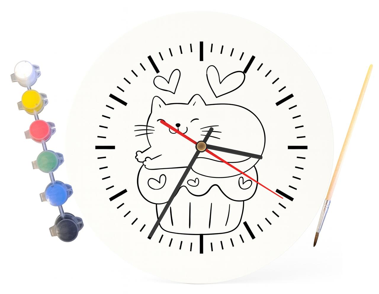 Дитячий набір для творчості годинник розмальовка Кіт 30 см (Г0152), фото 1