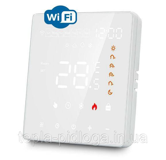 Терморегулятор програматор  In-Term PWTG 081 Wi Fi БІЛИЙ круглі кути, фото 1