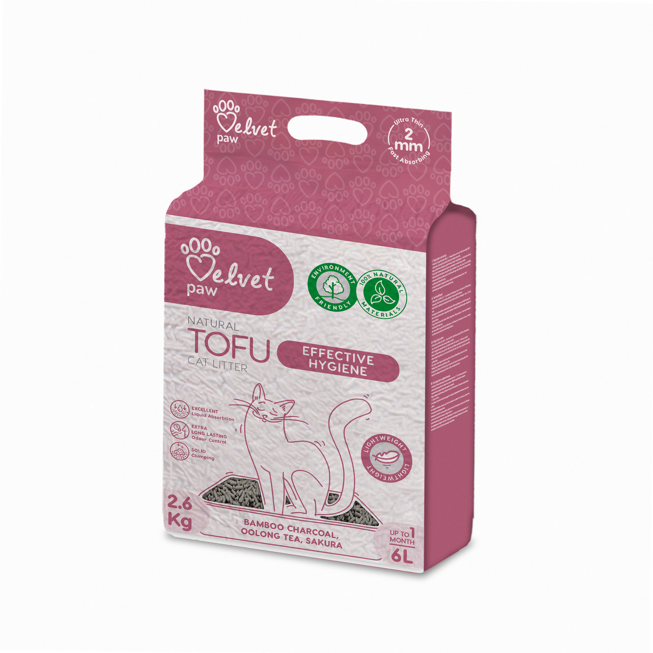 Наповнювач туалетів для котів Velvet Paw TOFU з бамбуковим вугіллям, 6л / 2,6 кг, Ексклюзив, фото 1
