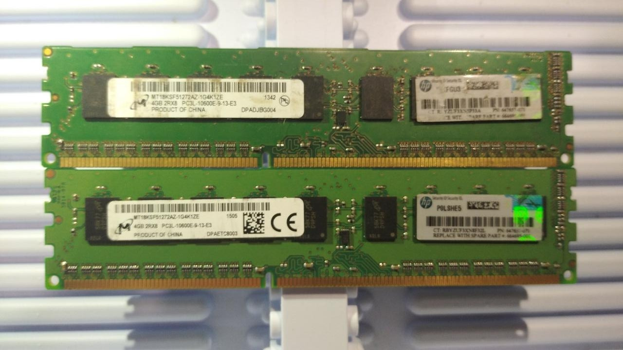 8GB (2*4GB) DDR3L 1333MHz Micron PC3L 10600E 2Rx8 RAM ECC Оперативна пам'ять MT18KSF51272AZ-1G4K1ZE, фото 1