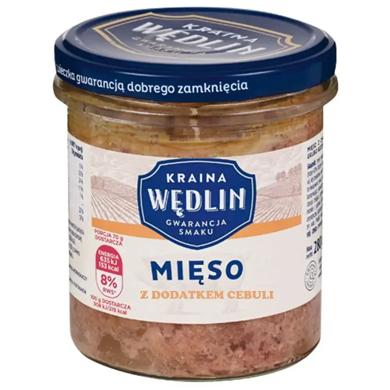 Тушонка Свиняча з Додаванням Лука Kraina Wedlin Mięso z Dodatkiem Cebuli 280 г Польща, фото 1