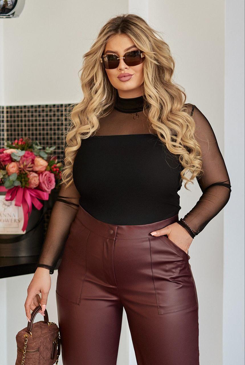 Жіночий лонгслів з прозорими рукавами