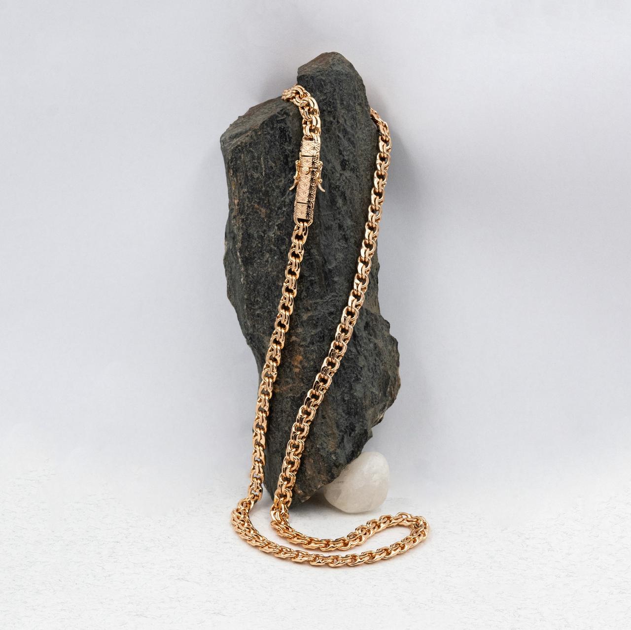 Ланцюжок Бісмарк DGS 1017 ширина 7 мм позолота 18К довжина 60, фото 1