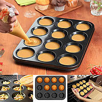 Форма для випікання кексів і мафінів на 12 комірок з антипригарним покриттям 35х26х2.3 см №3
