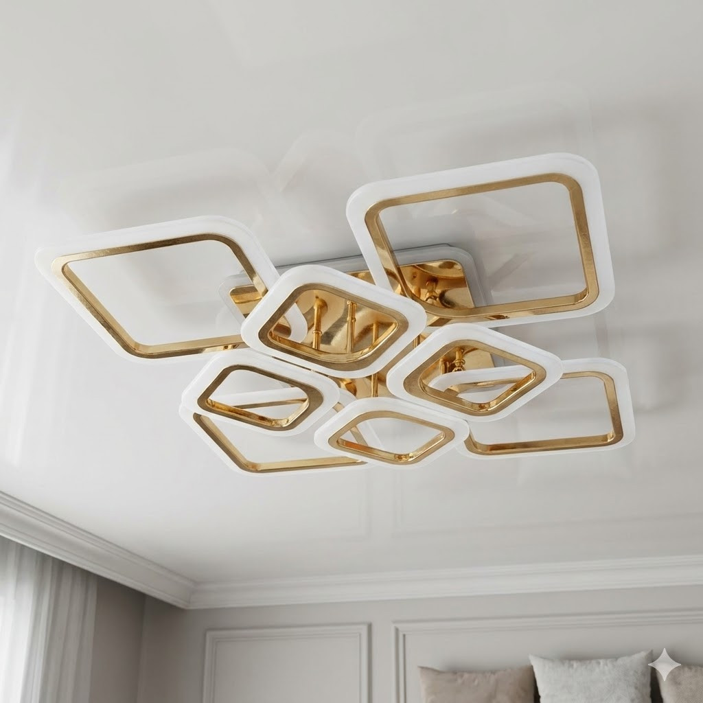 Люстра для вітальні Diasha 115W до 20 м² колір Золотистий HA8060/4+4G 3col dim, фото 1